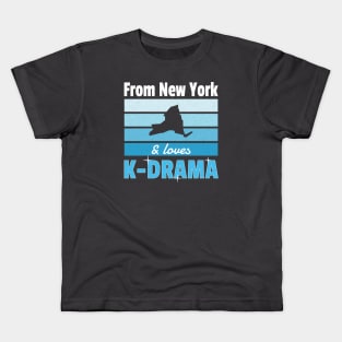 From New York and loves K-Drama outline of state Kids T-Shirt